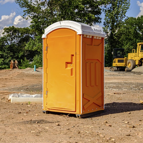 how often are the portable restrooms cleaned and serviced during a rental period in Hope